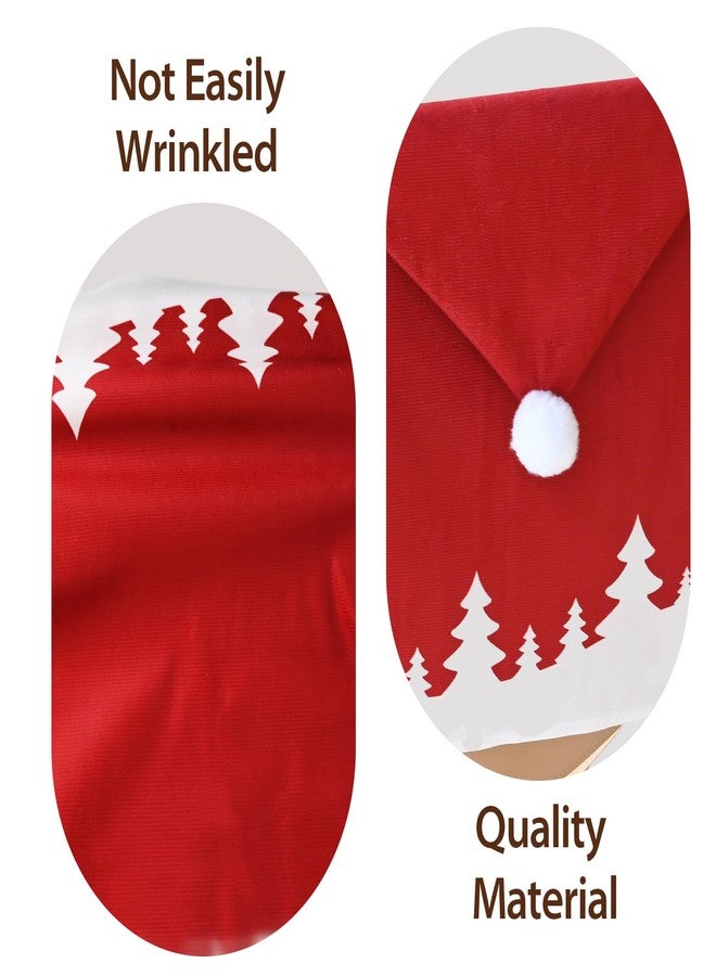 MSJGA 4 Pcs Christmas Chair Covers with Red Santa Claus Hat Xmas Chair Slipcovers Set for Christmas Holiday Home, Kitchen, Dining Room, and Office Decorations - Image 4